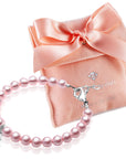 Pink Pearl Communion Bracelet, Girls Sterling Silver Cross Charm