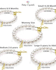 14K Gold Initial White Pearl Bracelet Girls
