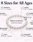 Sterling Silver Baby Charm Bracelet, White Pearls & Baptism Cross