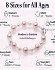 Pink & White Pearl Charm Bracelet, Sterling Silver Cross Clear Crystals