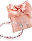 Pink Pearl Christening Charm Bracelet, Sterling Silver Cross