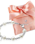 Infant Baby Sterling Silver Beads Baptism Cross Charm White Pearl Bracelet