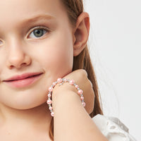 Infant Baby Girl Baptism & Christening Pink Pearl Sterling silver Cross Charm Bracelet