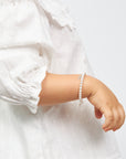Teen Girl Sterling Silver Cross Baptism & Christening White Pearl Bracelet