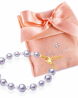Lavender Pearl Bracelet with Clear Crystals, 14K Gold Plated Gift