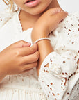 White Pearl Baby Bracelet, Sterling Silver Gift for Girls