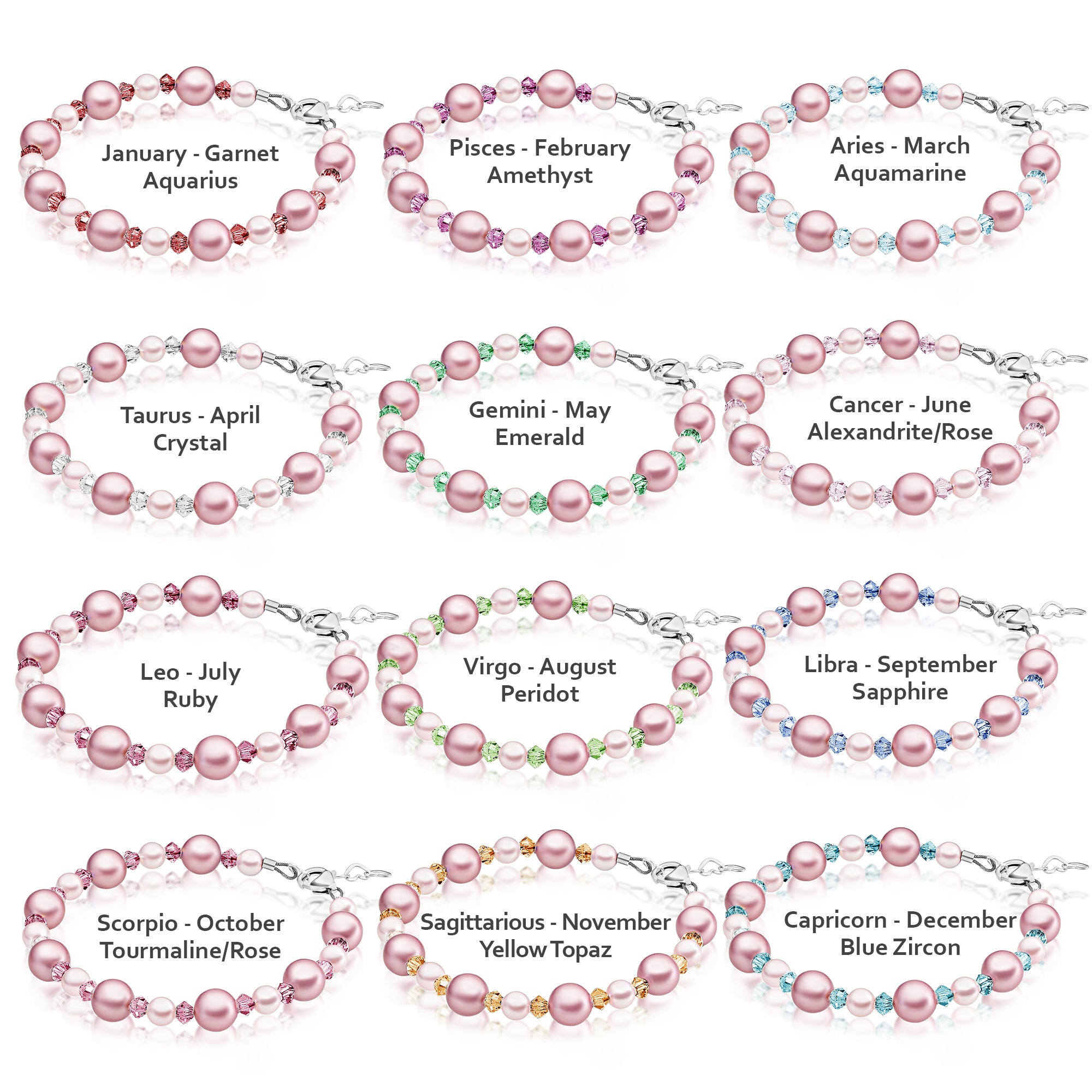 Baby Crystals Custom Birthstone Bracelet with Initial &amp; Charm Options – Sterling Silver &amp; 14k Gold Plated Jewelry for Girls &amp; Women, Birthday Gift