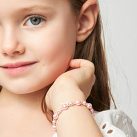 Little Girl Toddler Bracelet with Pink Pearls & Clear Crystals