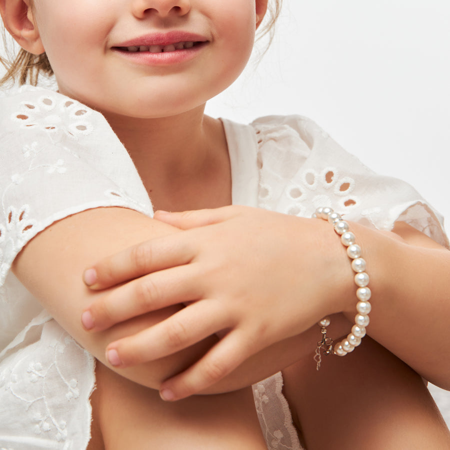 Little Girl Toddler Elegant Bracelet with White Pearls