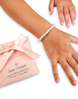 Pink Pearl Baby Charm Bracelet, Sterling Silver Baptism Cross