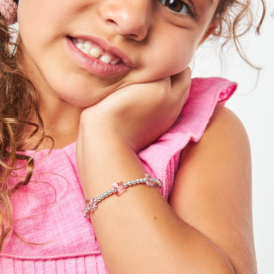 8 MM Pink Crystals Butterfly Bracelet for girls