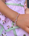 Pink Butterfly Bracelet, 14K Gold Plated Gold Bead Keepsake for Girls