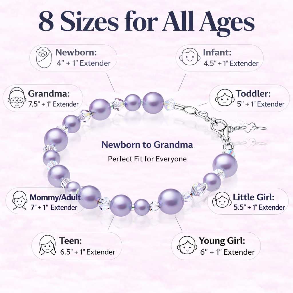 Lavender Pearl Baby Bracelet, Sterling Silver Crystal Jewelry