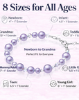 Lavender Pearl Baby Bracelet, Sterling Silver Crystal Jewelry