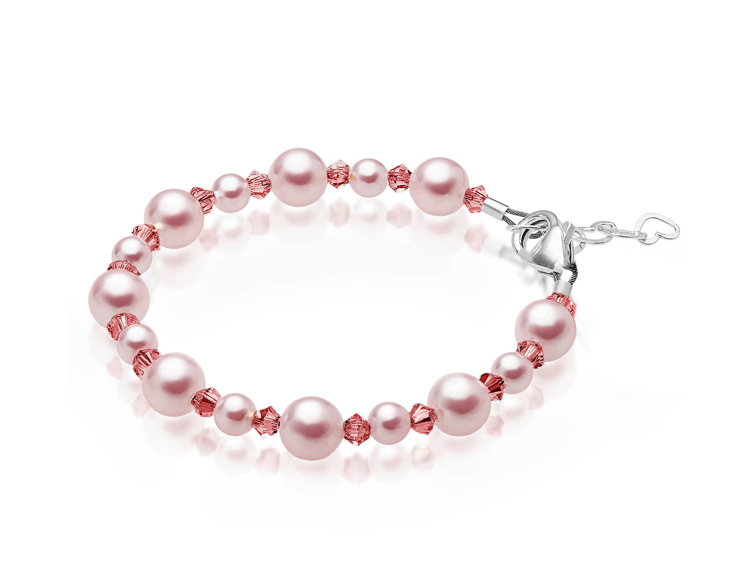Baby Crystals Personalized Sterling Silver Pearl Initial Charm Bracelet