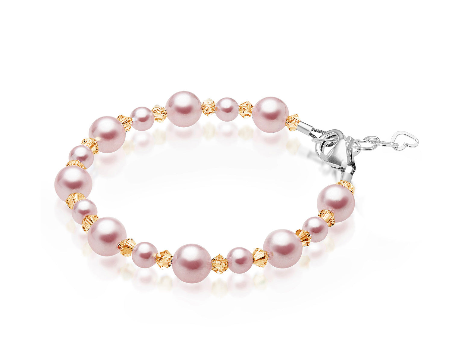 Baby Crystals Personalized Sterling Silver Pearl Initial Charm Bracelet