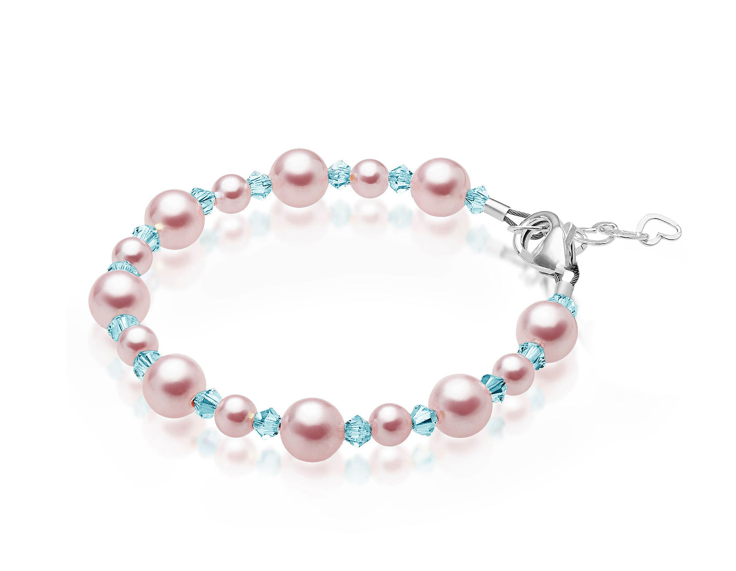 Baby Crystals Personalized Sterling Silver Pearl Initial Charm Bracelet