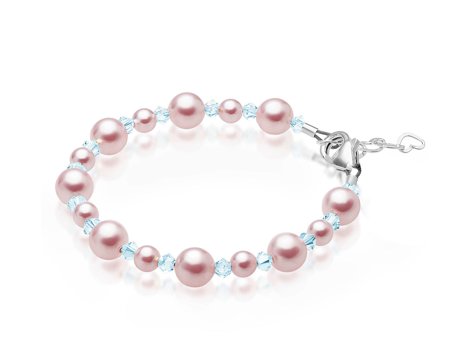 Baby Crystals Personalized Sterling Silver Pearl Initial Charm Bracelet
