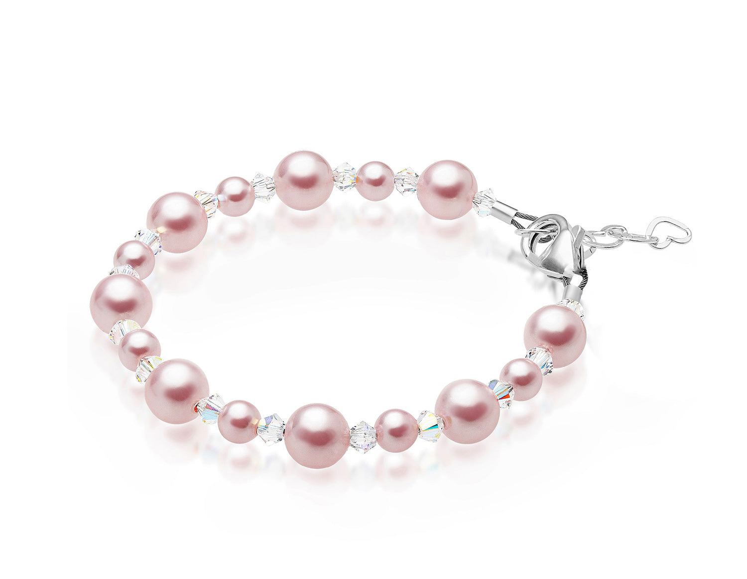 Baby Crystals Personalized Sterling Silver Pearl Initial Charm Bracelet