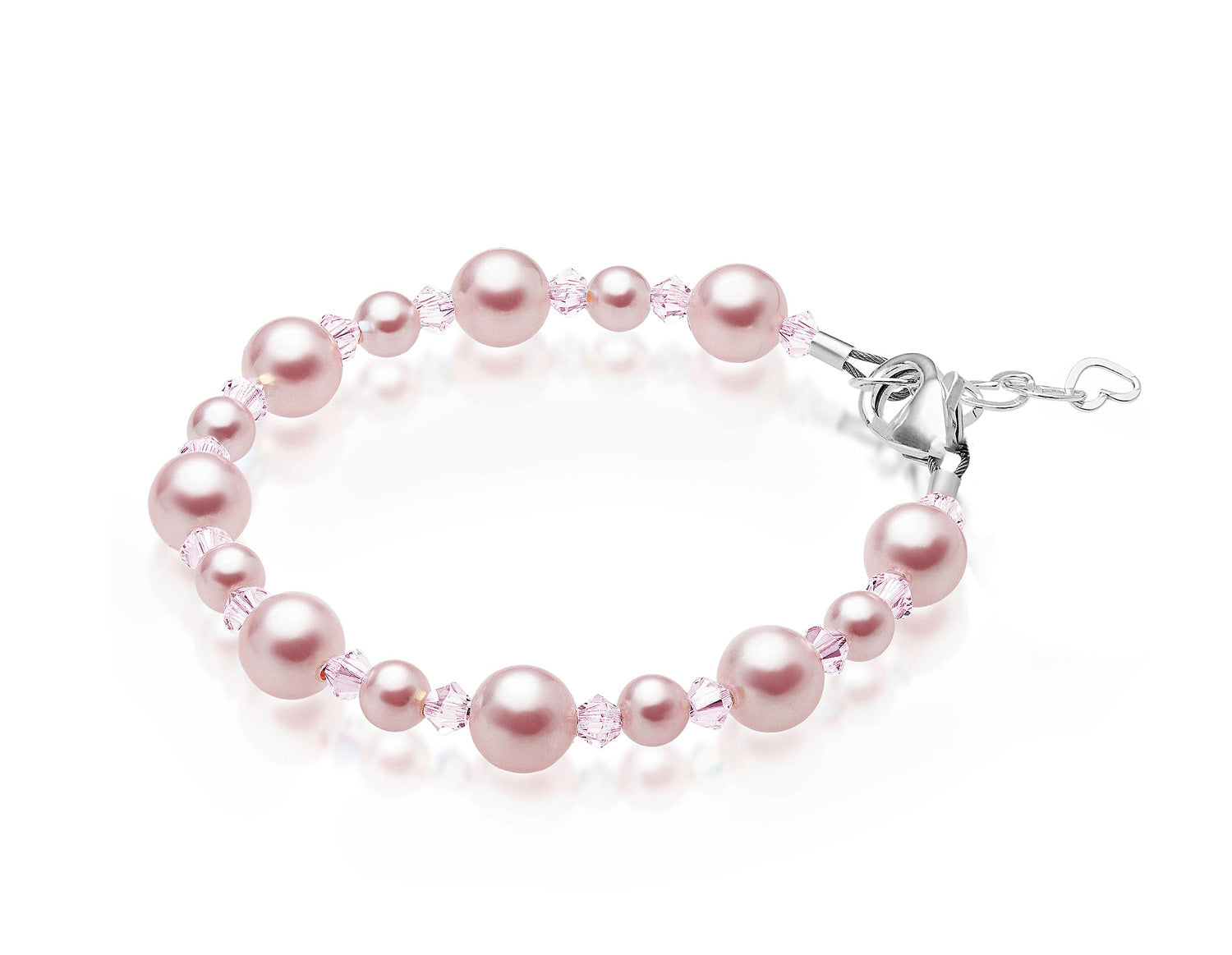 Baby Crystals Personalized Sterling Silver Pearl Initial Charm Bracelet