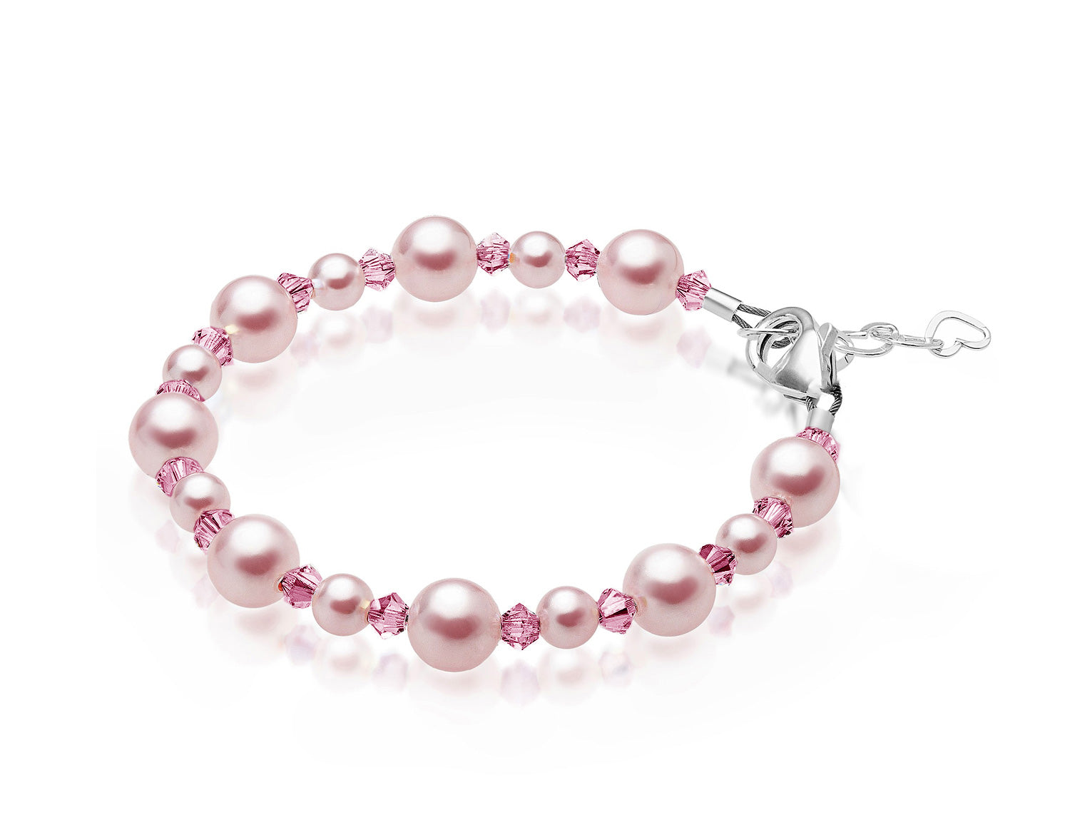 Baby Crystals Personalized Sterling Silver Pearl Initial Charm Bracelet