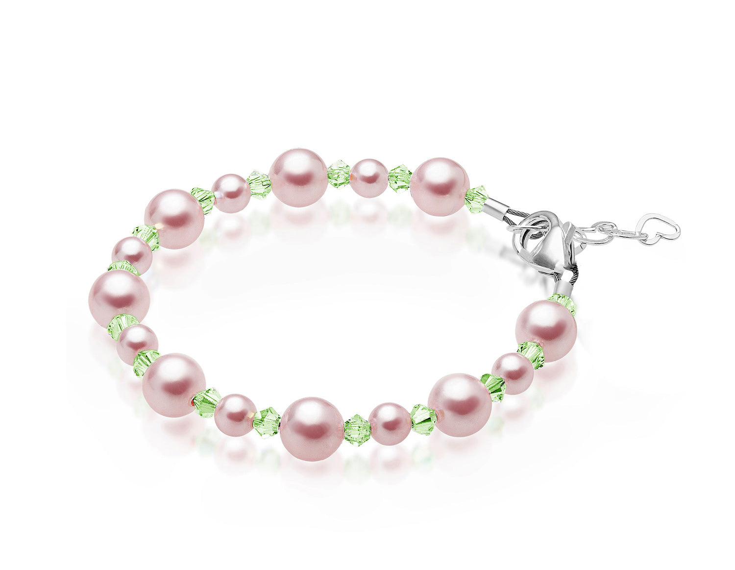 Baby Crystals Personalized Sterling Silver Pearl Initial Charm Bracelet
