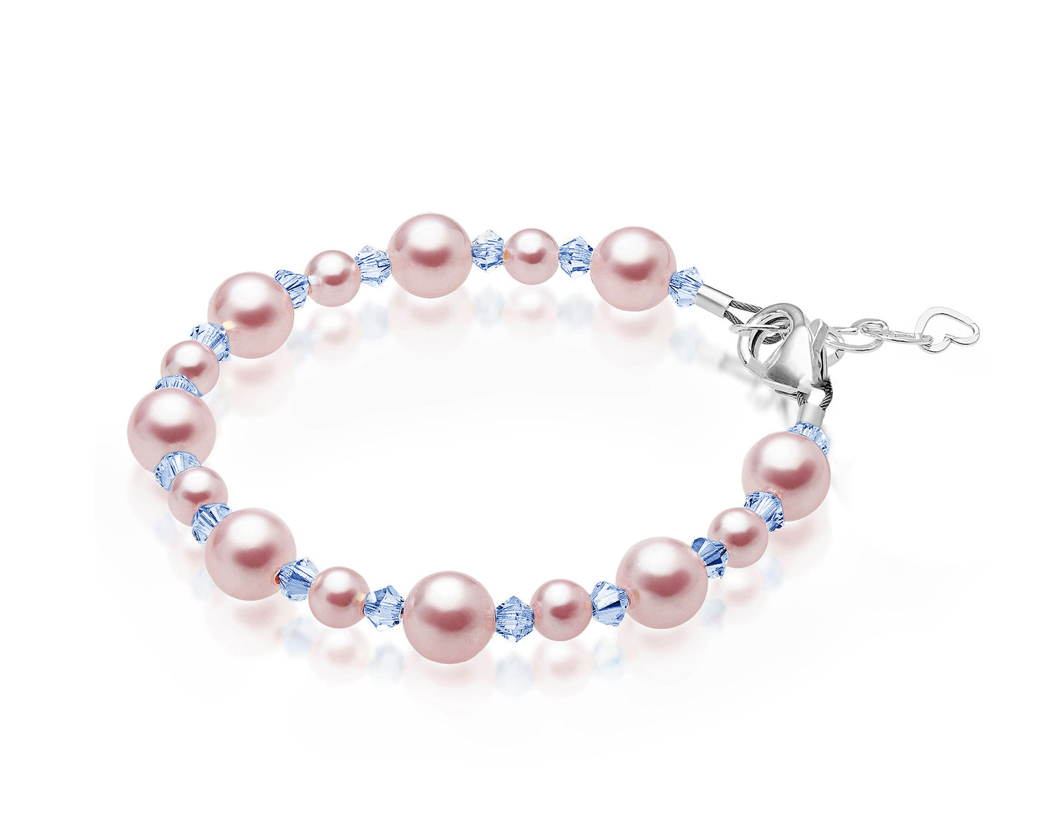 Baby Crystals Personalized Sterling Silver Pearl Initial Charm Bracelet