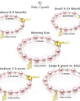Pink Pearl & Clear Crystal Kids Initial Bracelet, 14K Gold Plated