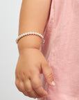 Infant Baby Girl Bracelet with White Pearl & Silver Daises