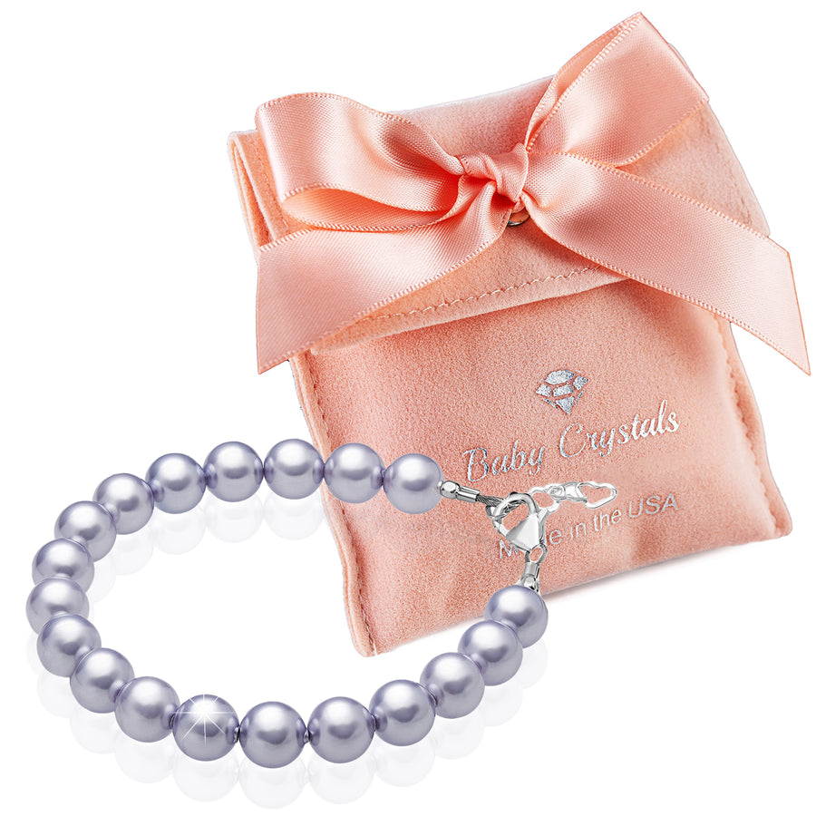 NewBorn Baby Girl Elegant Bracelet with Lavender Pearls