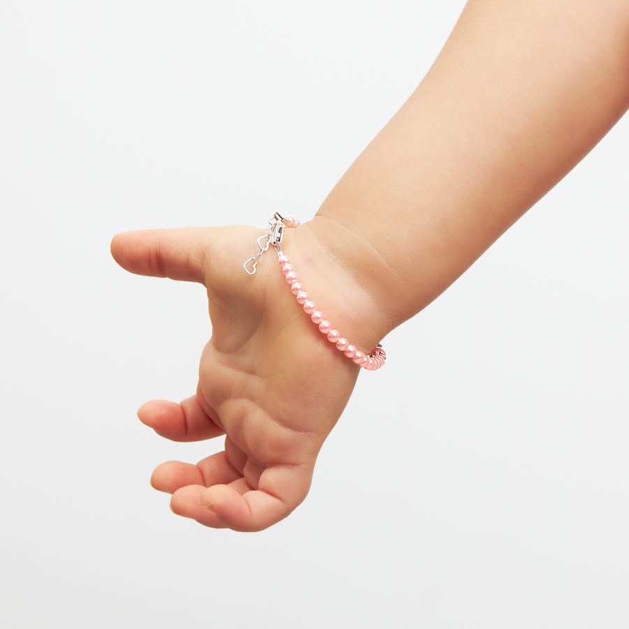 NewBorn Baby Girl Elegant Bracelet with Pink Pearls
