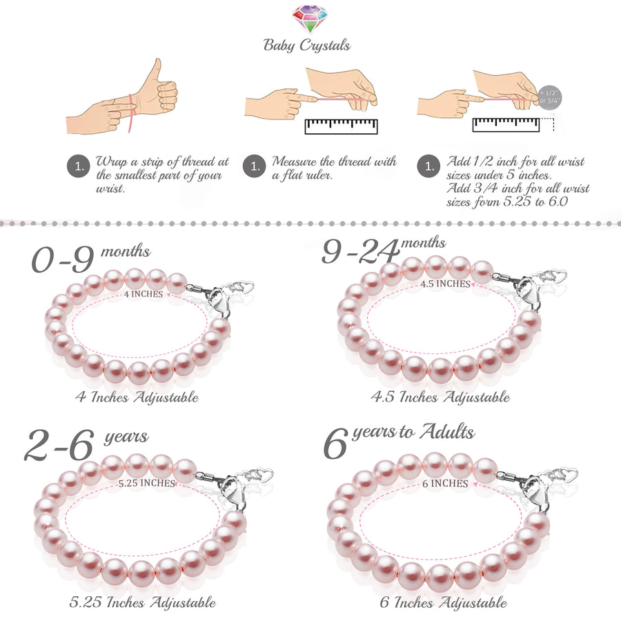 Sterling Silver Elegant Bracelet for Girls with Pink Pearls