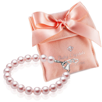 NewBorn Baby Girl Elegant Bracelet with Pink Pearls