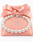 Little Girl Toddler Bracelet with White Pearls & Clear Crystals