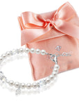 Baby Crystals Personalized Sterling Silver White Pearl and Clear Crystals initial Charm Bracelet