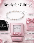 White Pearl Toddler Bracelet, Sterling Silver Clear Crystal Gift