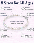 White Pearl Toddler Bracelet, Sterling Silver Clear Crystal Gift
