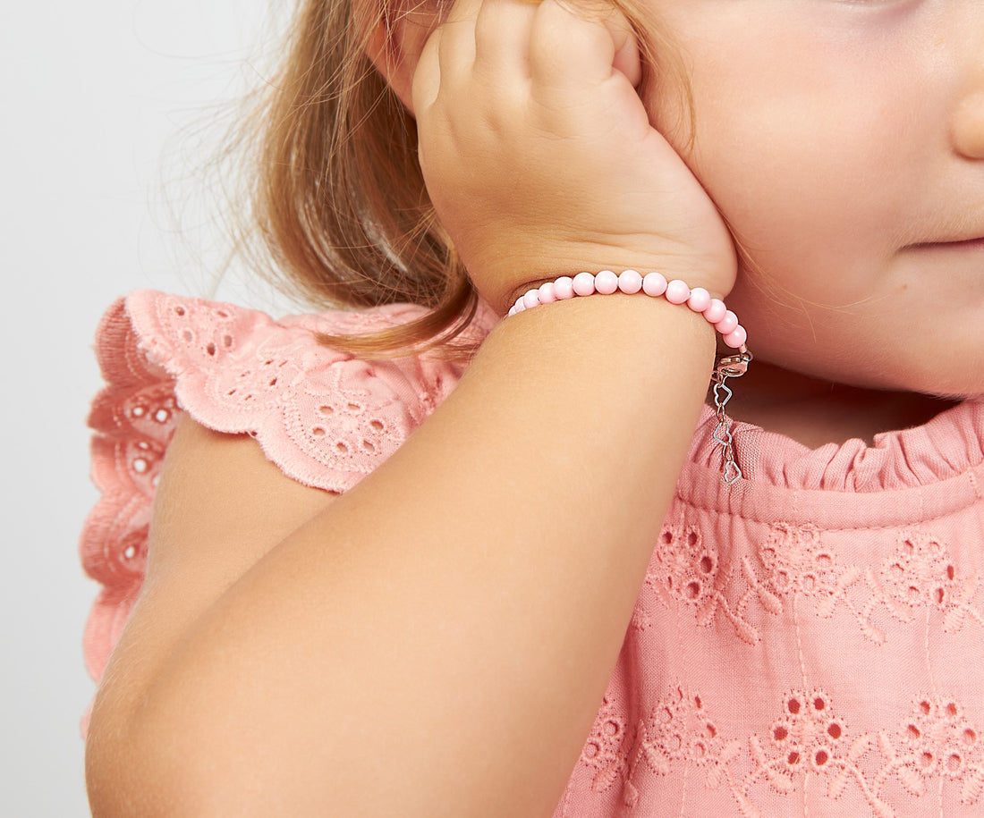 Little Girl Toddler Pastel Rose Pearl Bracelet