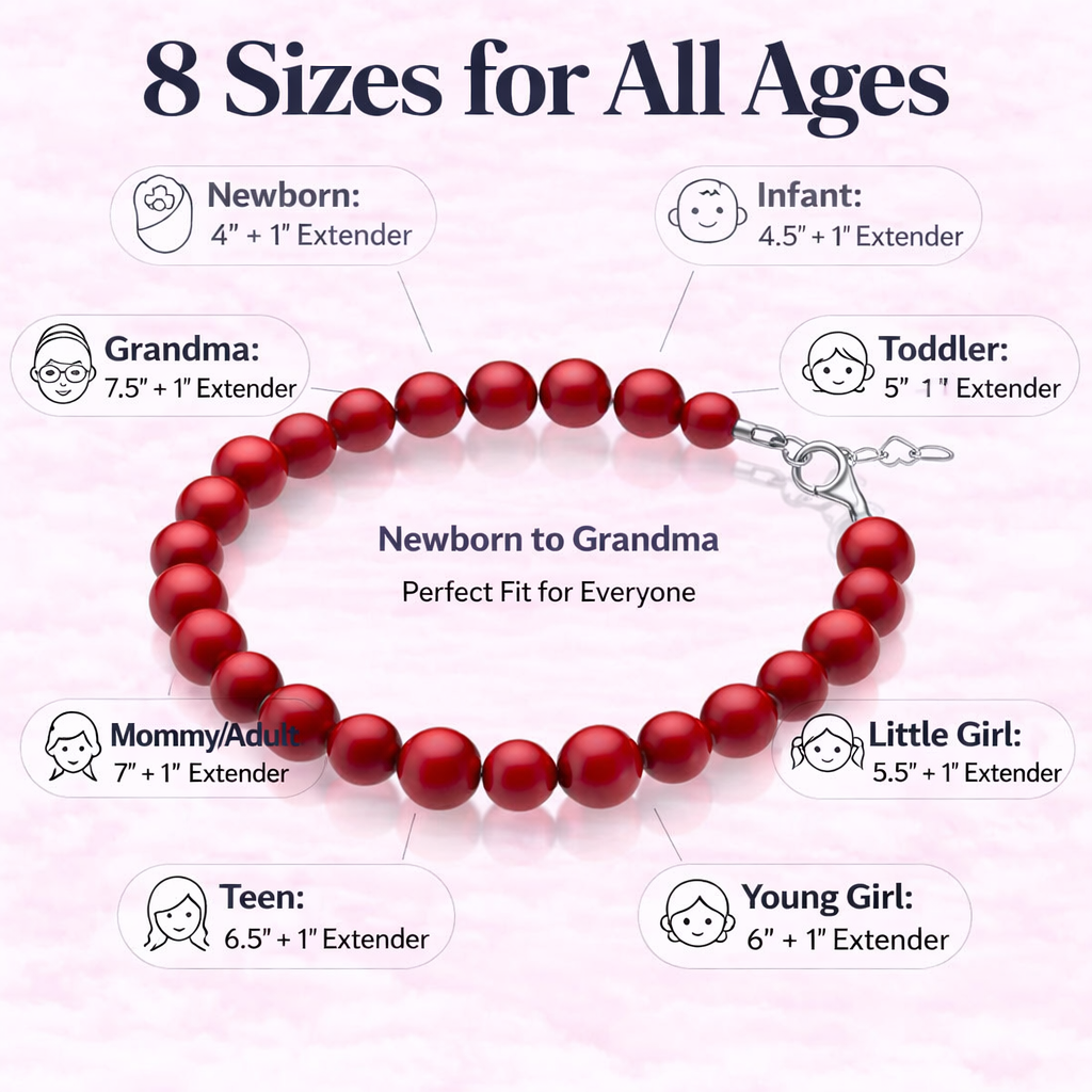 Red Coral Pearl Baby Bracelet, Sterling Silver Protection Gift
