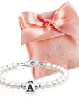 Baby Crystals Personalized Baby Gifts, Sterling Silver Jewelry Initial Bracelet A-Z Alphabet Letter Charm Bracelet,
