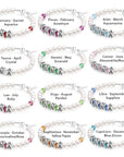 Sterling Silver White Pearls Name Birthstone Bracelet