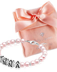 Sterling Silver Pink Pearls, Newborn Baby Bracelet with Name