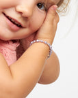 Infant Baby Girl Bracelet with Lavender Pearls & Clear Crystals