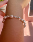 Pink Pearl & Clear Crystal Bracelet, 14K Gold Plated Baby Girl Gift
