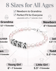 Pink & White Pearls Name Bracelet, Sterling Silver for Girls