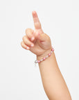 Infant Baby Girl Bracelet with Rose & Pink Pearls & Clear Crystals