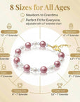Rose & White Pearl Bracelet with Clear Crystals, 14K Gold Plated