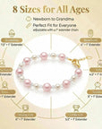 Pink & White Pearl Bracelet with Clear Crystals, 14K Gold Plated Gift
