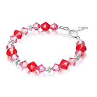 Beaded Crystal Bracelet for Girls Sterling silver Heart Chain with Multicolor Crystals