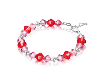 Beaded Crystal Bracelet for Girls Sterling silver Heart Chain with Multicolor Crystals